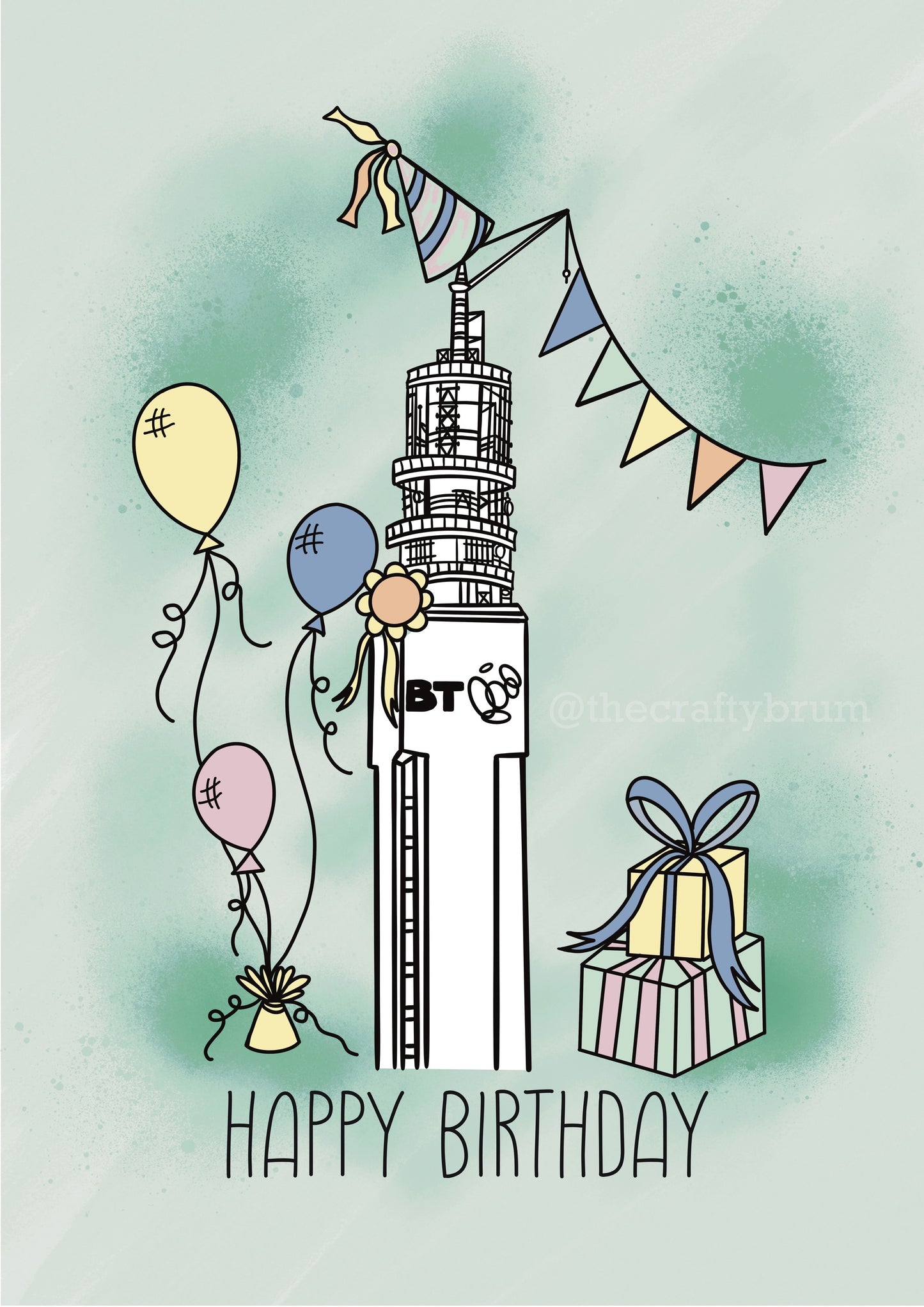 BT Tower Birmingham Birthday Card