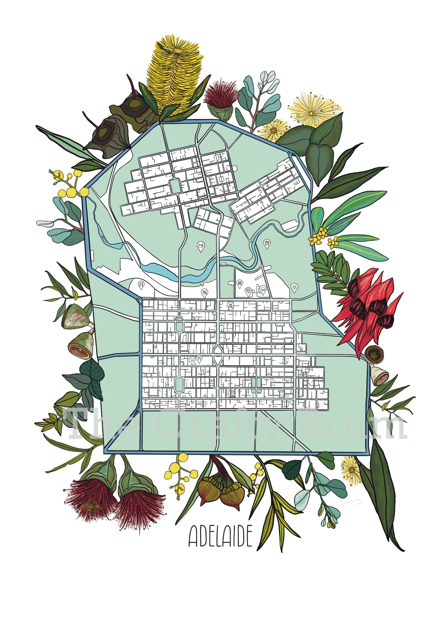Adelaide Botanical Map Card