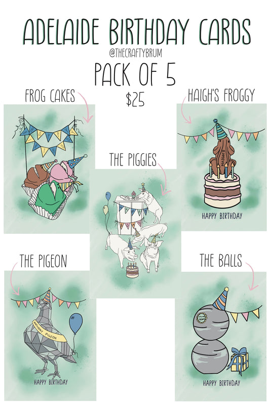Adelaide Birthday Cards 5 Pack