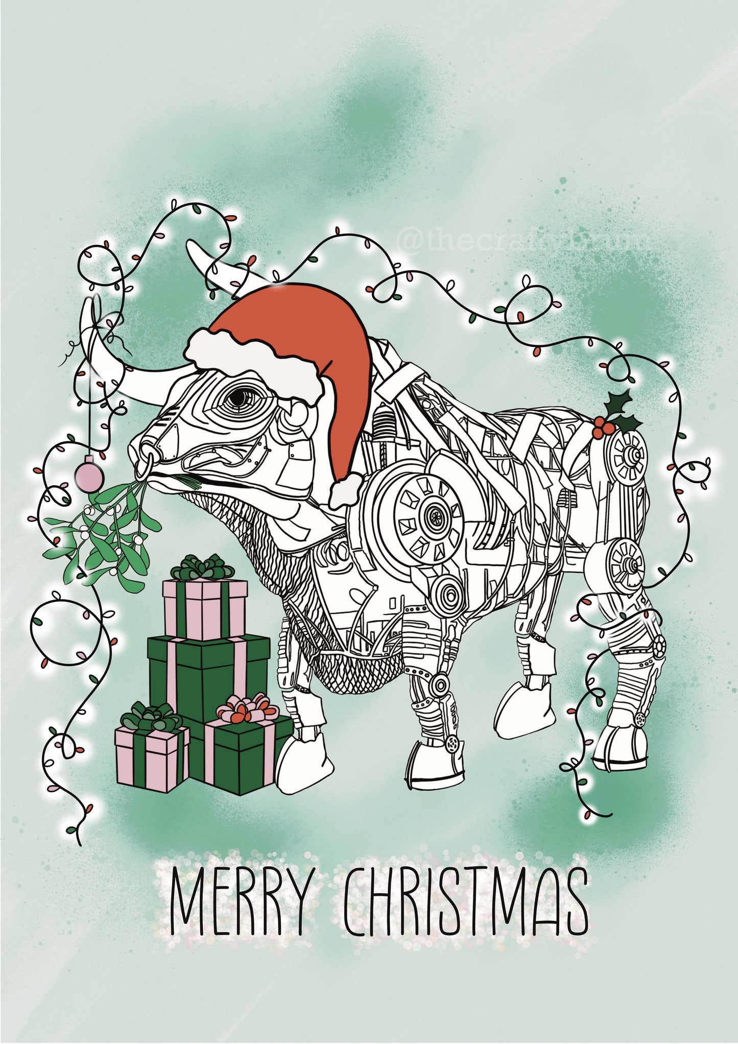 Mechanical Bull Christmas Card
