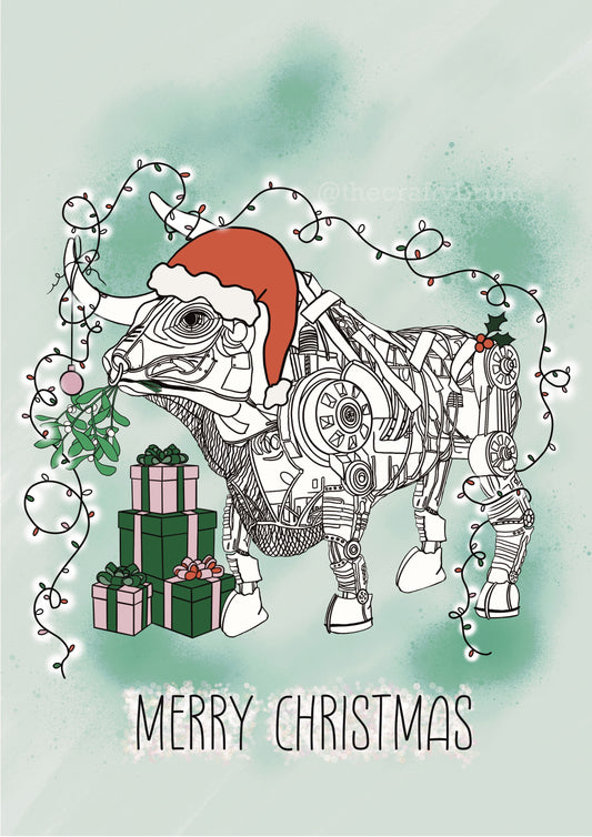 Mechanical Bull Christmas Card