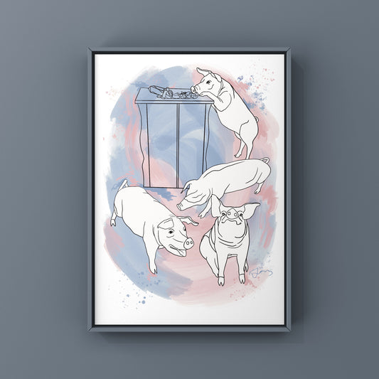 The Pigs Rundle Mall Watercolour Print
