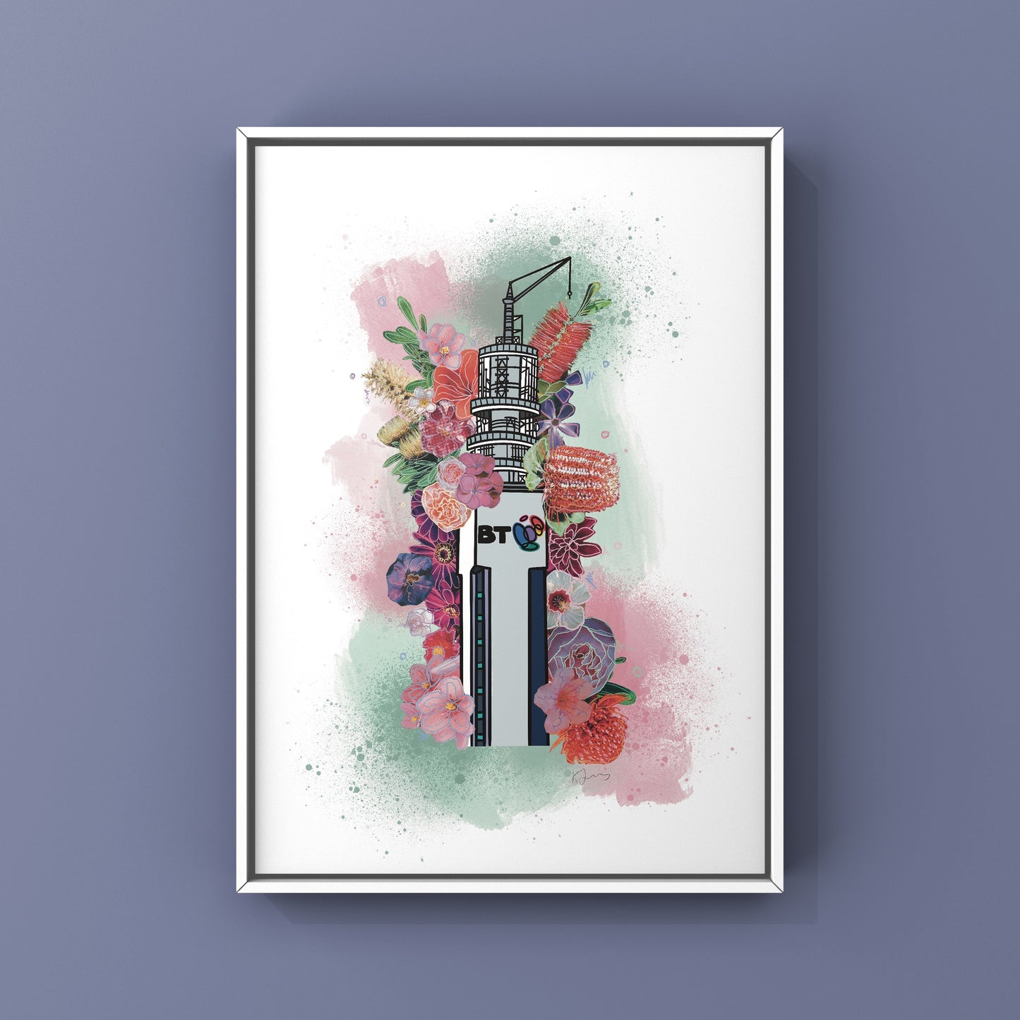 BT Tower Birmingham Botanical Print