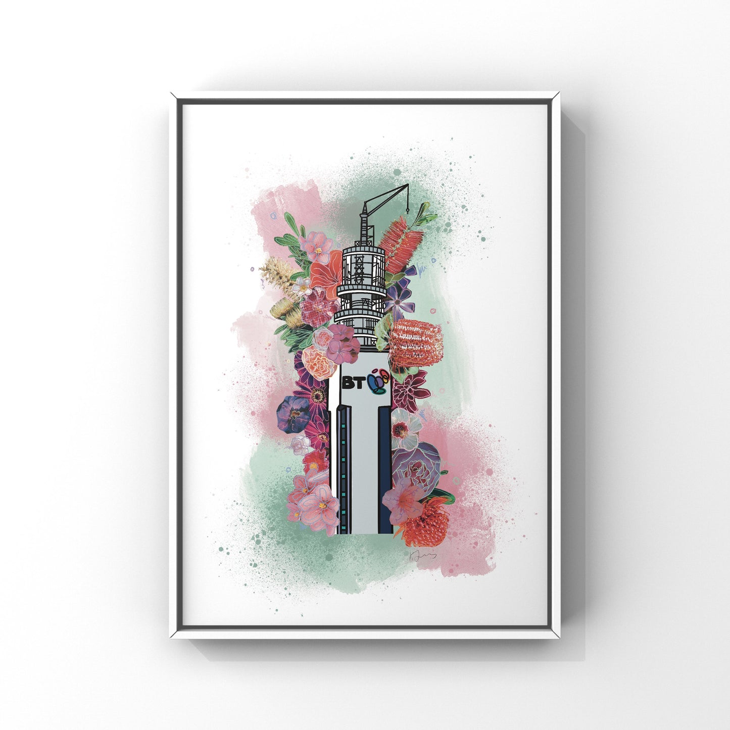 BT Tower Birmingham Botanical Print