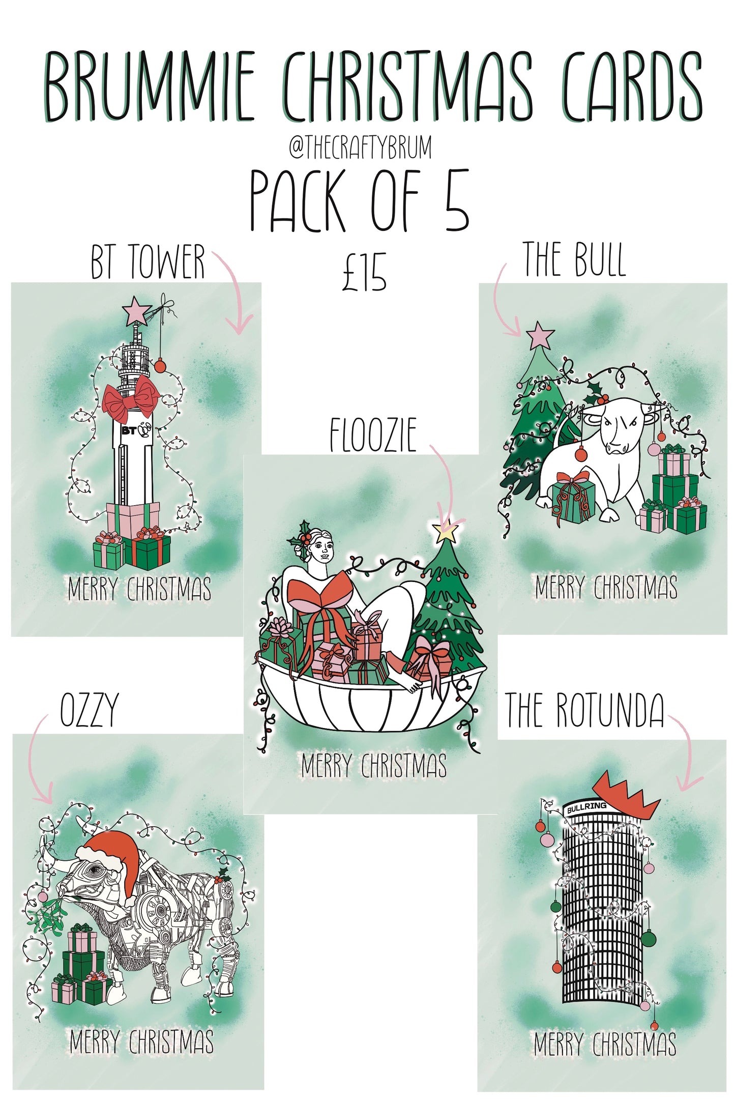 Brummie Christmas Cards 5 Pack