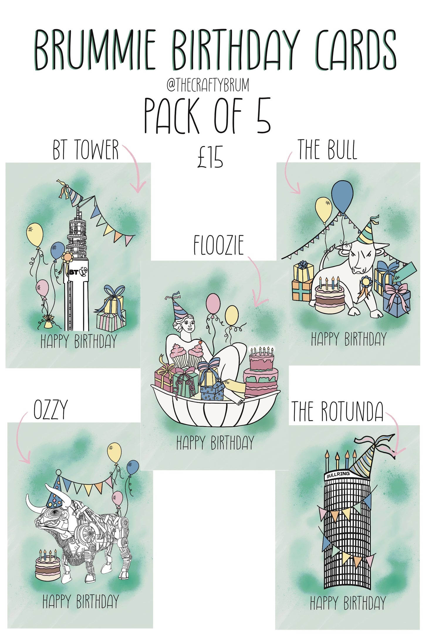 Brummie Birthday Cards 5 Pack