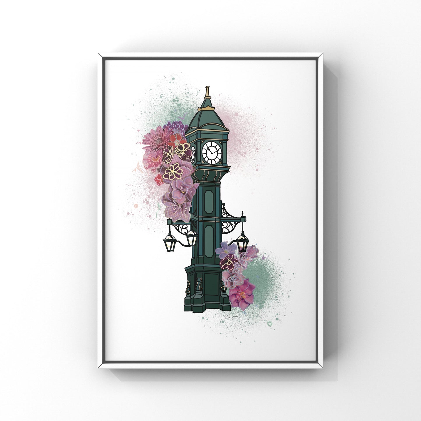 Jewellery Quarter Chamberlain Clock Botanical Print