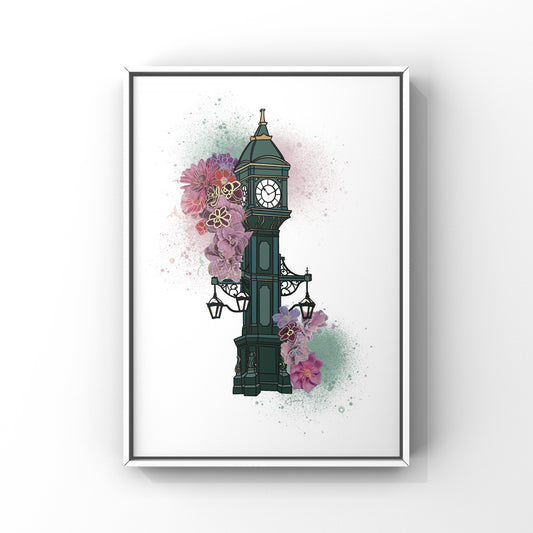 Jewellery Quarter Chamberlain Clock Botanical Print