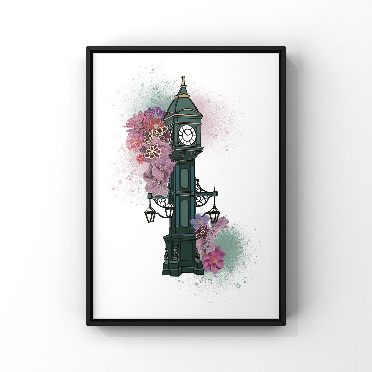 Jewellery Quarter Chamberlain Clock Botanical Print
