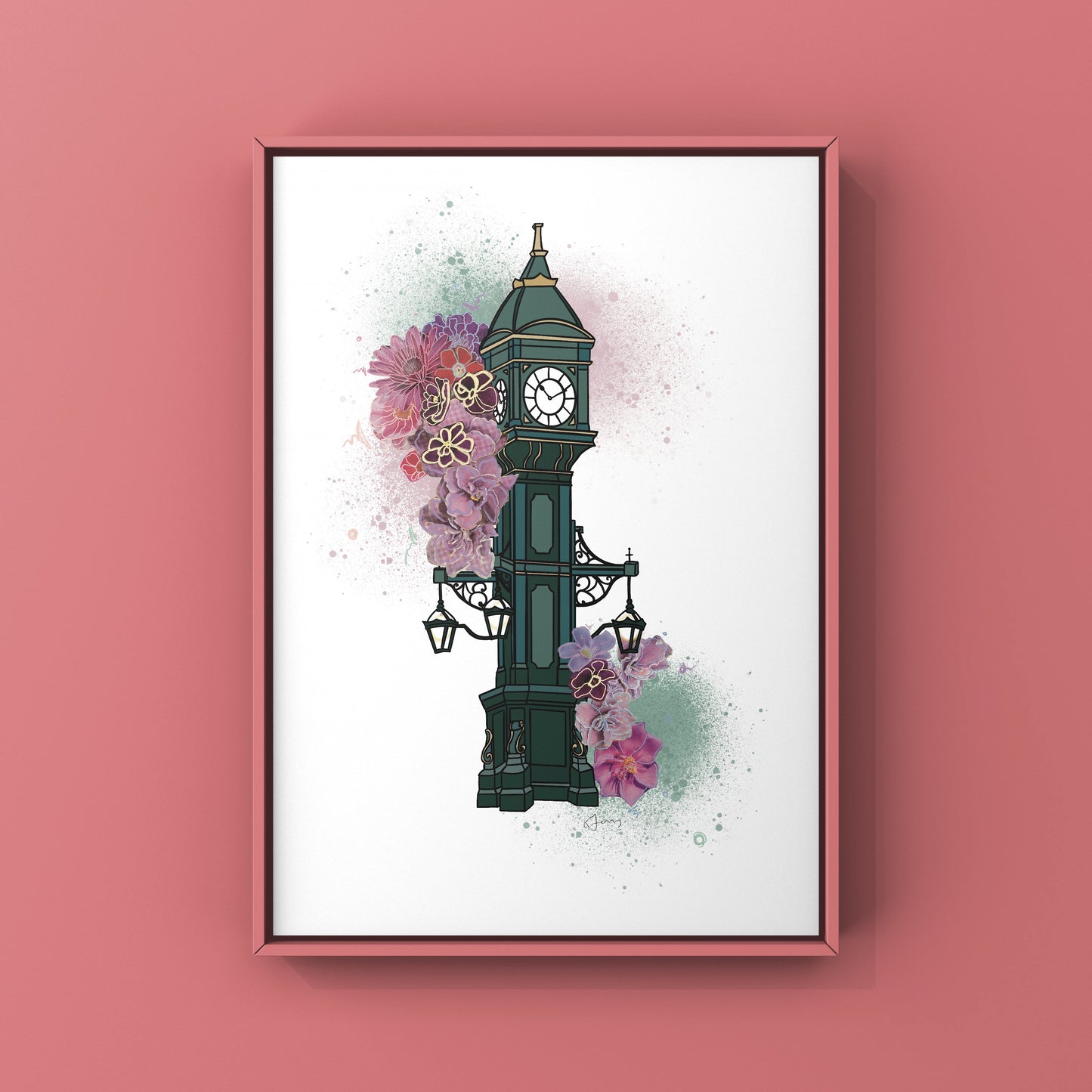 Jewellery Quarter Chamberlain Clock Botanical Print